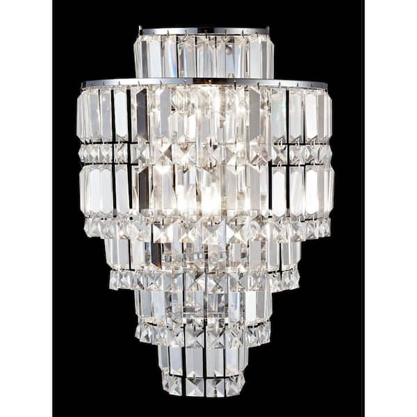 Dale Tiffany Cathedral 18 in. Polished Chrome Wall Sconce with Solid Crystal Shade