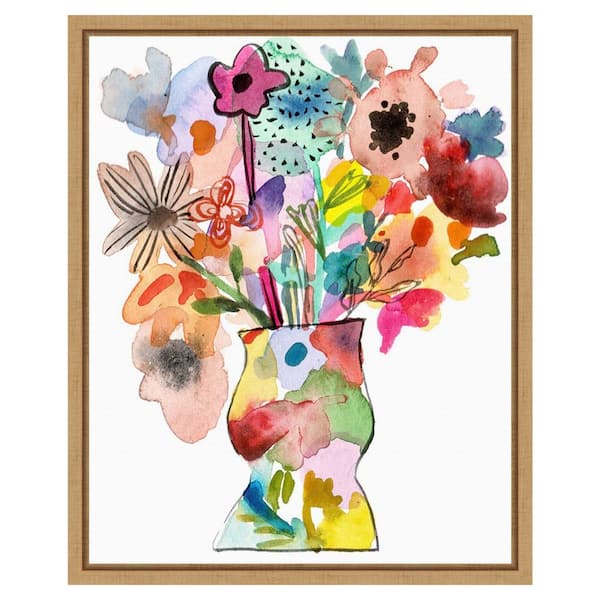 Amanti Art Linear Bouquet II by Melissa Wang 16 in. W x 20 in. H Canvas Float Frame in Brown