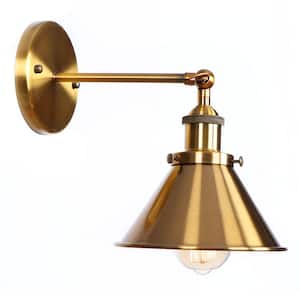 1-Light Brass Sconce Hardwired Wall Lighting Fixture with Swing Arm