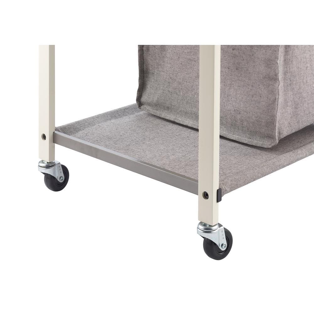 Gray Collapsible 2-Bag Laundry Cart with Wheels
