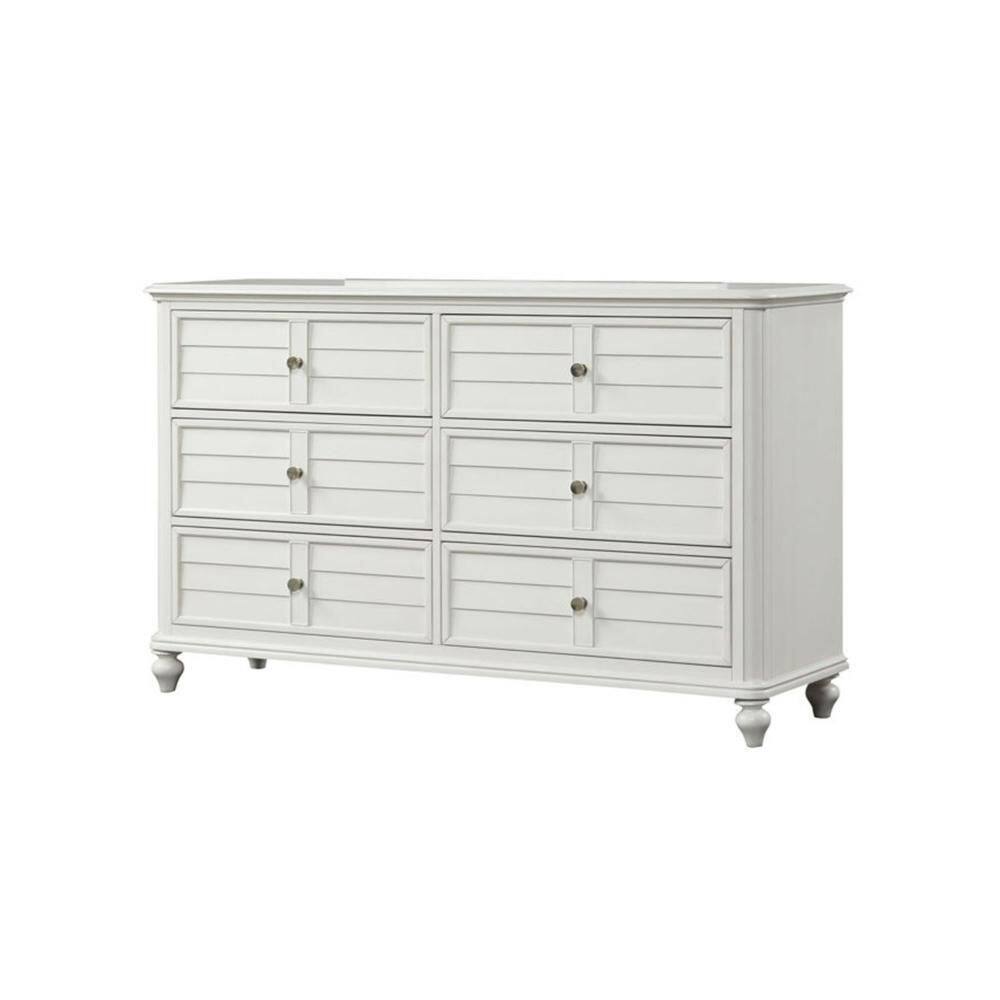 Kyna White 6 Drawer 18 in. Dresser without Mirror