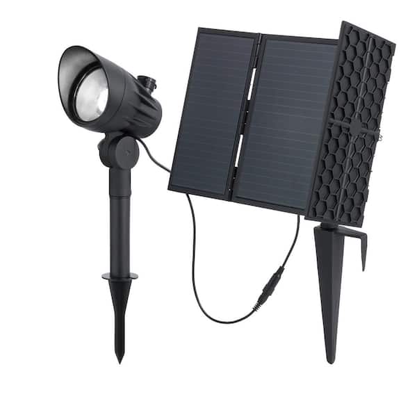 Home Decorators Collection 300-600 Lumens Black LED High-Low Metal Outdoor Solar Spotlight