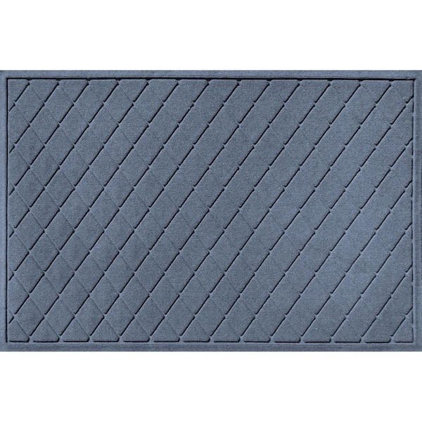 Waterhog Argyle 45 in. x 70 in. PET Polyester Indoor Outdoor Estate Mat Bluestone