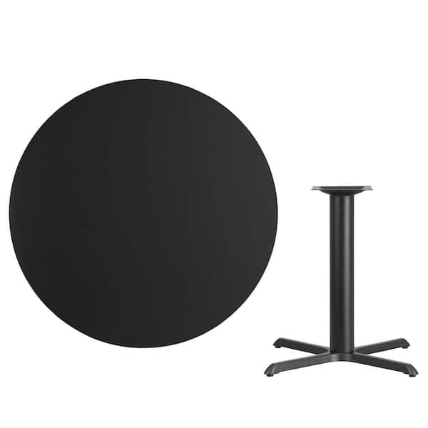 Flash Furniture Stiles Round Black Wood 42 in. Pedestal Dining Table - Seats 4