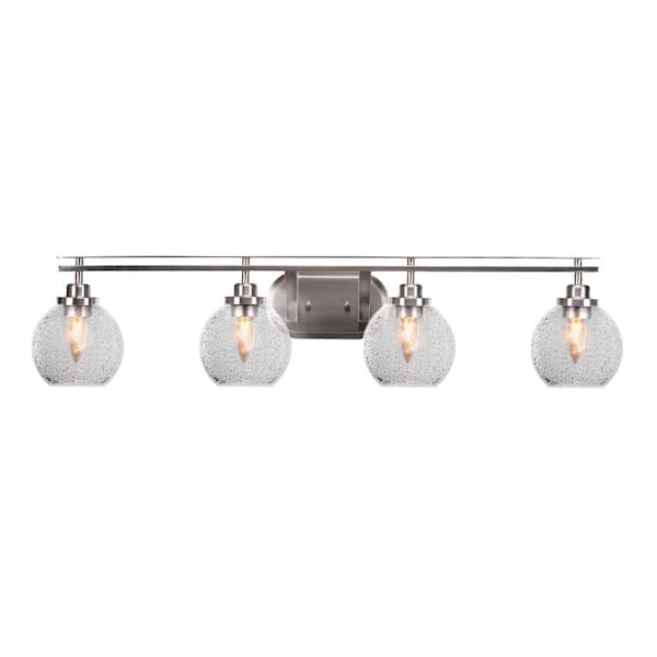Unbranded Monroe 38.75 in. 4-Light Brushed Nickel Vanity Light with 5.75 in. Smoke Bubble Glass Shade no Bulbs Included