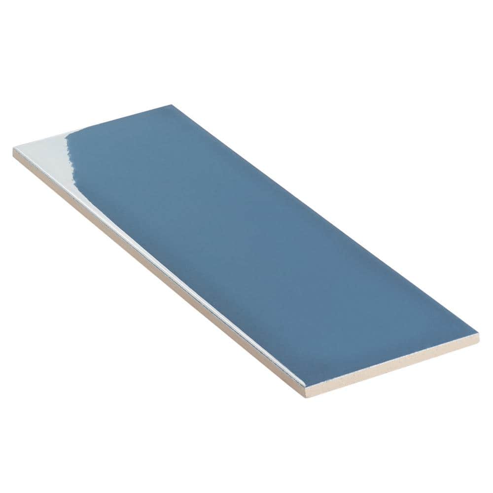 Abbey Road 4 x 12 Blue Polished Porcelain Subway Tile