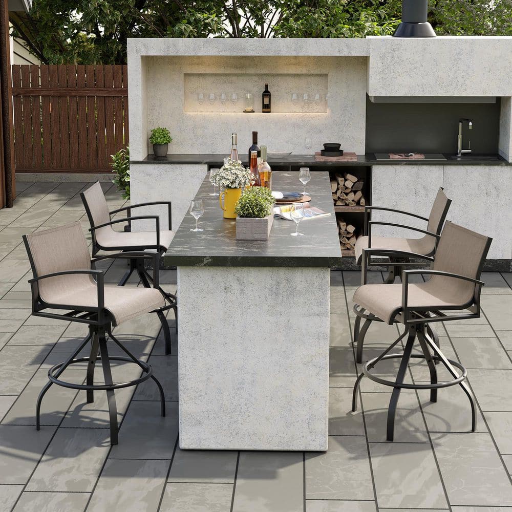 Crestlive Products Swivel Aluminum Outdoor Bar Stool Integrated Seat ...