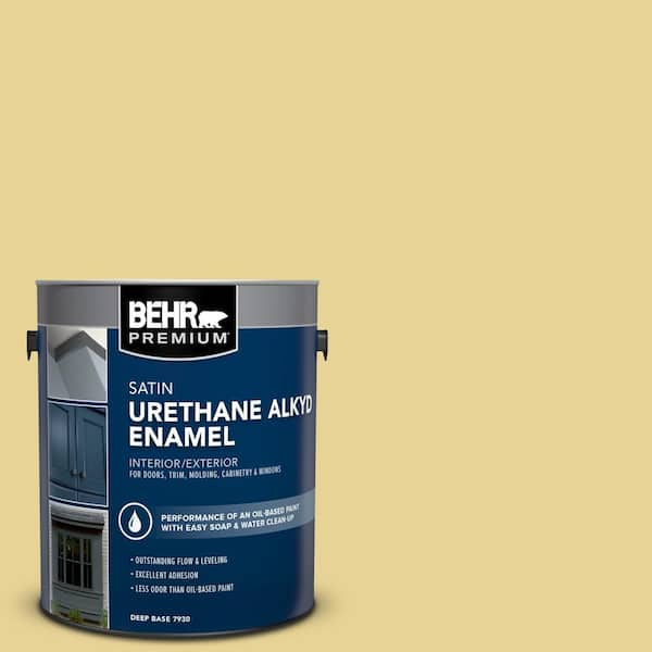 BEHR PREMIUM 1 gal. #390D-4 Honey Beige Urethane Alkyd Satin Enamel Interior/Exterior Paint