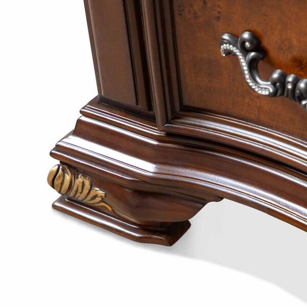 Furniture of America Gurando Dark Cherry and Oak 8-Drawer 64.5 in