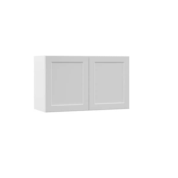 Hampton Bay Designer Series Melvern Assembled 30x18x12 in. Wall Bridge Kitchen Cabinet in White