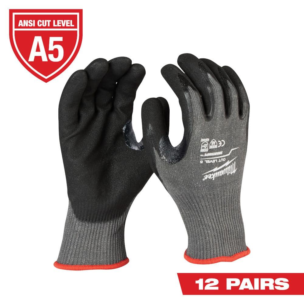 Hyper Tough HPPE ANSI A4 Anti Cut PU Coated Work Gloves, Full Fingers,  Men's Medium Size