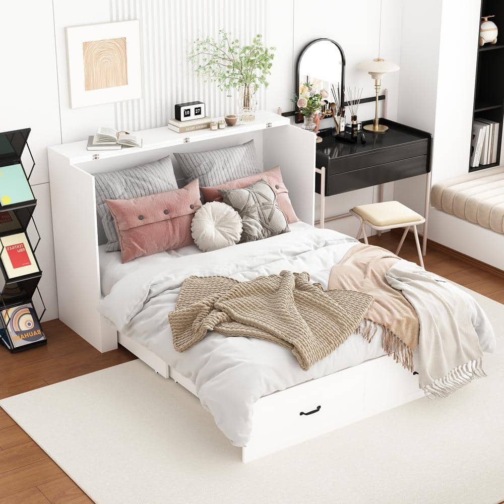 Have a question about FUFU&GAGA White Wood Frame Queen Size Bed Murphy ...