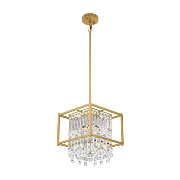 aiwen 11.8 in. 3-Light Modern Gold Crystal Chandelier Vintage Kitchen Island Ceiling Hanging Light Fixture