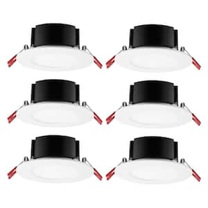 4 in. White Flush Round Wet Rated LED Integrated Recessed Lighting Kit (6-Pack)