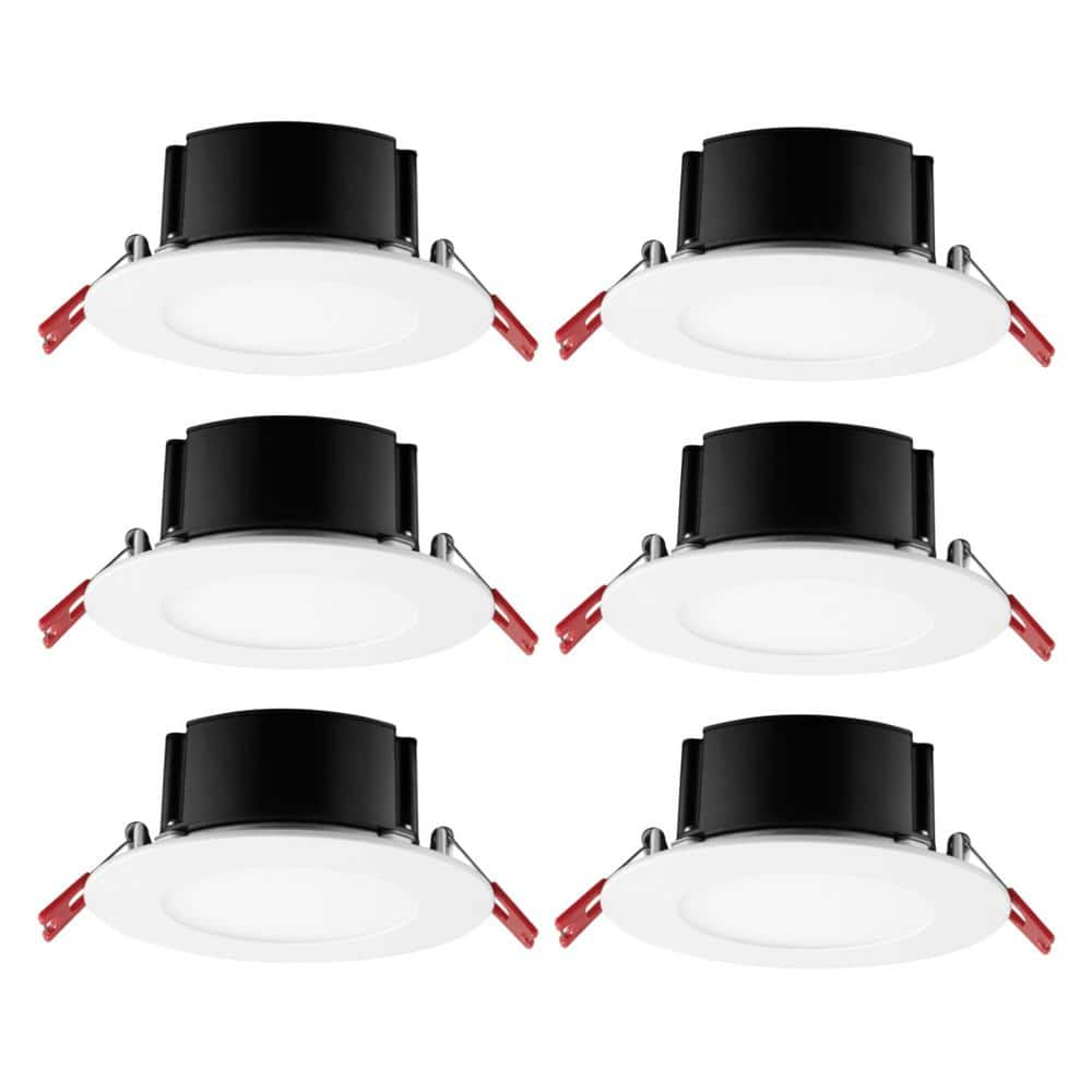 Commercial Electric 4 Inches Flush Round Wet Rated LED Integrated Lighting Kit  6-Pack  White (New Open Box)