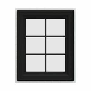 24 in. x 36 in. V-4500 Series Bronze FiniShield Vinyl Left-Handed Casement Window with Colonial Grids/Grilles