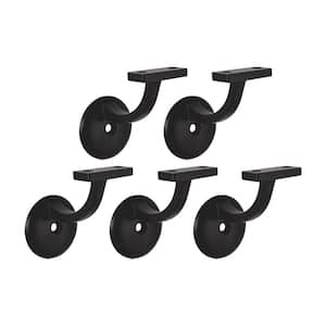 Jumbo Hand Rail Bracket for Railings Stairways in Office Home or Any Room Matte Black, 5-Pack