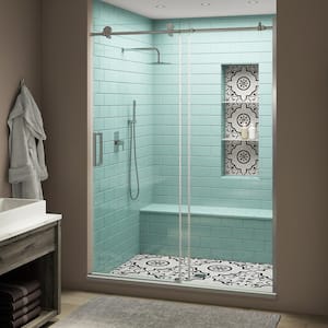 Coraline XL 44 - 48 in. x 80 in. Frameless Sliding Shower Door with StarCast Clear Glass in Polished Chrome Left Hand