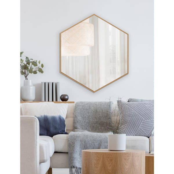 Kate and Laurel Rhodes Framed Hexagon Wall Mirror - 22x25 - Natural