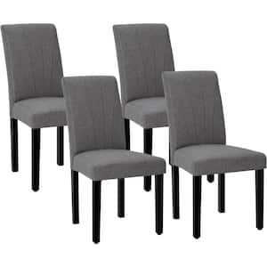 Dining Chairs Set of 4 Modern Fabric and Solid Wood Legs & High Back Chairs for Kitchen/Living Room Gray Upholstered