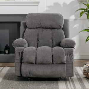 YOFE Gray Fabric Manual Recliner Chair Massage Heated Single Sofa