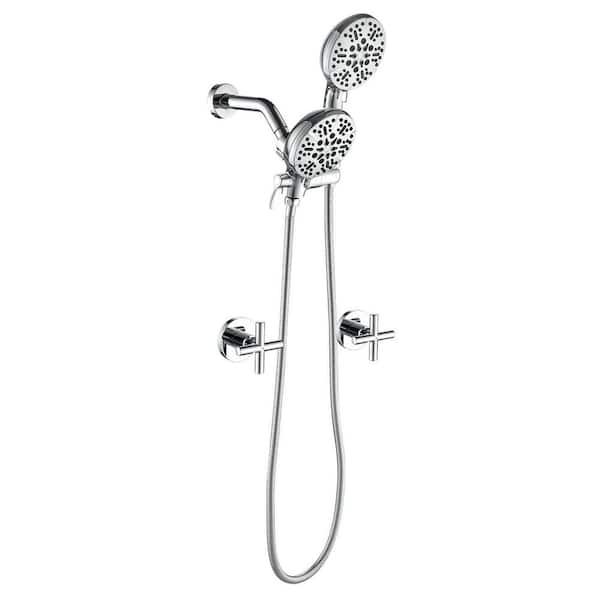 Vara 2 Cross Handle 7-Spray Shower Faucet 1.8 GPM with Pressure Balance Valve in Polished Chrome