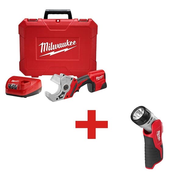 Milwaukee M12 12-Volt Lithium-Ion Cordless PVC Shear Kit with M12 12-Volt Battery Work Light