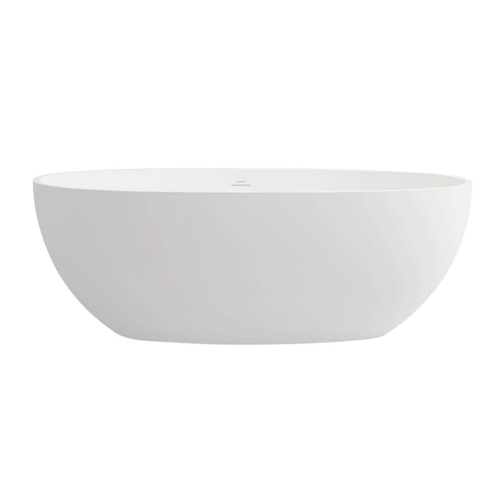 65 in. Stone Resin Composite Flatbottom Non-whirlpool Bathtub in White