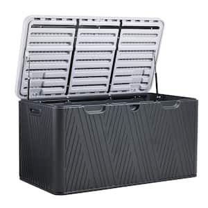 71 Gal. Black Heavy-Duty Thickened Plastic Outdoor Storage Deck Box with Lockable Hydraulic Lid (Lock Not Included)