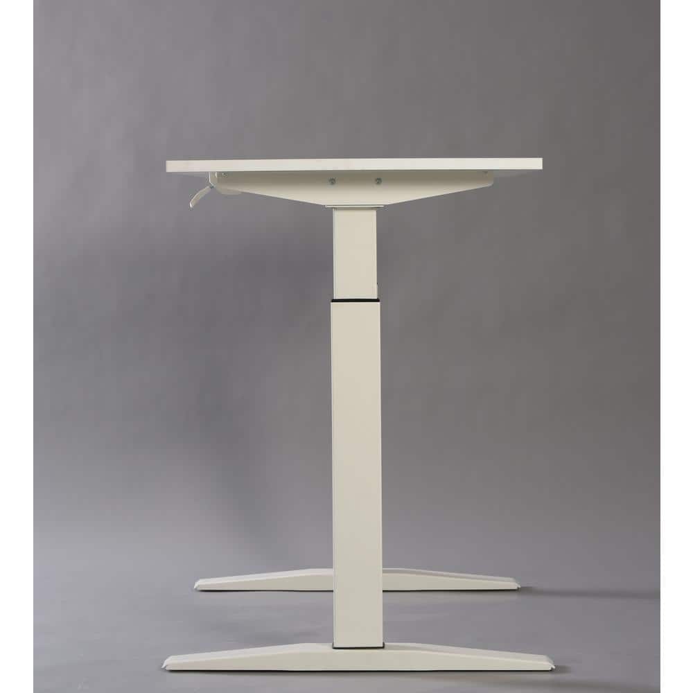 White Adjustable Height Standing Office Desk with Wood Top