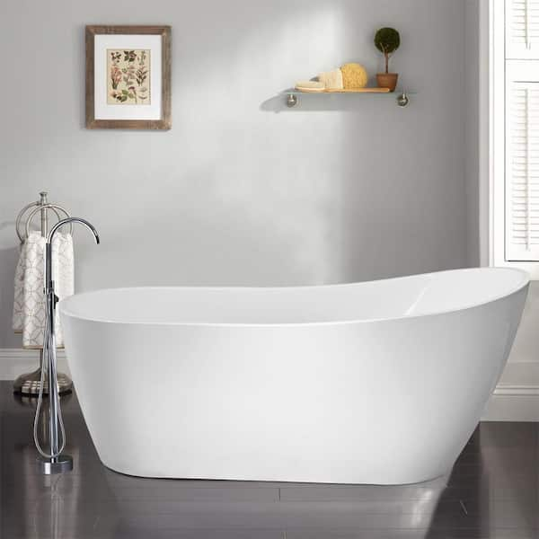 Vanity Art Clermont 59 in. Acrylic Freestanding Flatbottom Bathtub in ...