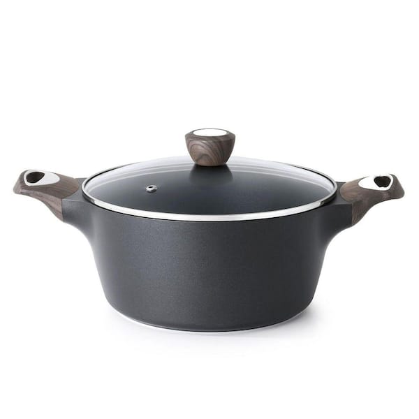 4.5 qt. Black Ceramic Nonstick Stock Pot with Lid, Non Toxic Healthy Large Cooking Pot, Induction Compatible