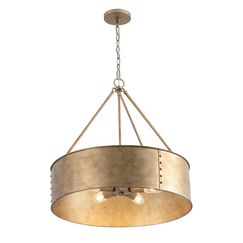 24 in. 5-Light Distressed Gold Metal Drum Chandelier price history on PriceWatchPro