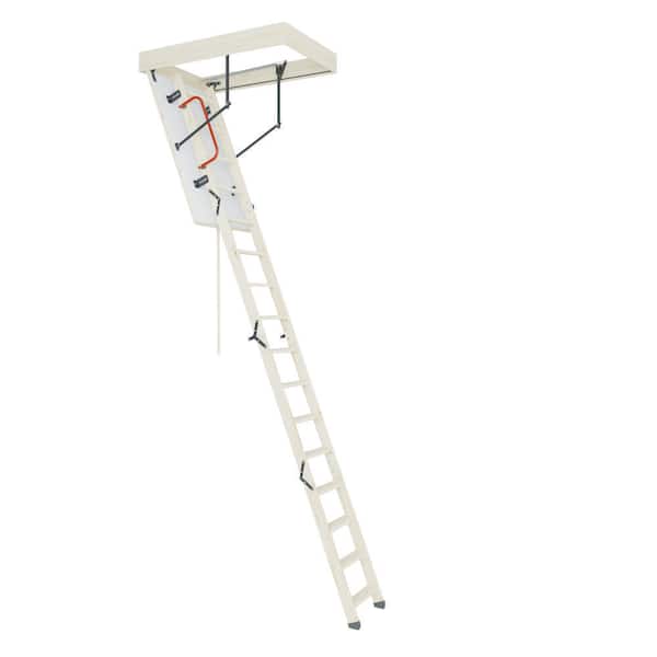 L-ALLE 7 ft.-10.83 ft. 22.25 in. x 48 in. Insulated Wood Attic Ladder, 352 lbs. Load Capacity
