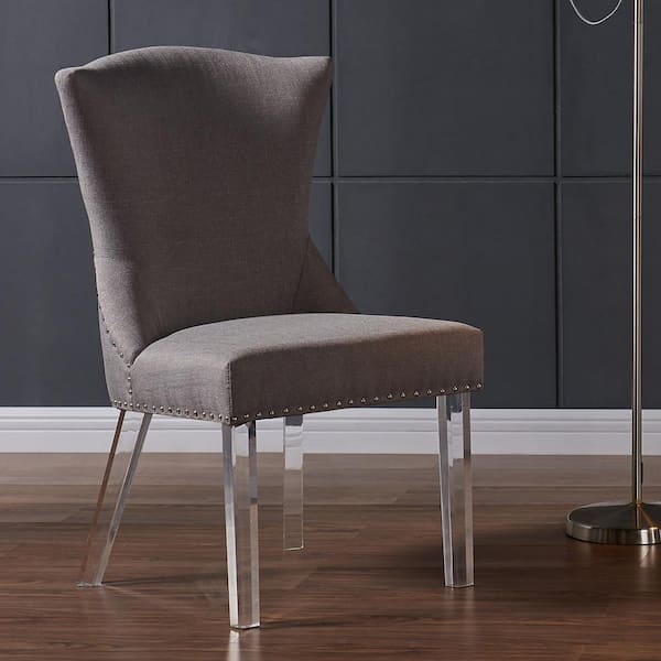 Armen Living Jade 39 in. Taupe Fabric and Acrylic Finish Modern Dining Chair