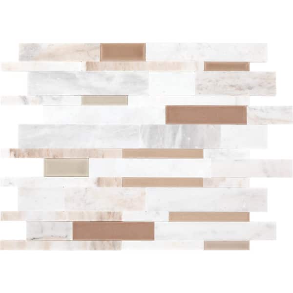 Daltile Xpress Mosaix Groutless Coastal Marble 14 in. x 10 in. Stone and Porcelain Random Linear Mosaic Tile (8.4 sq. ft./case)