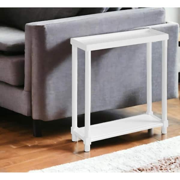 HomeRoots 22 in. White Rectangle Wood End Table