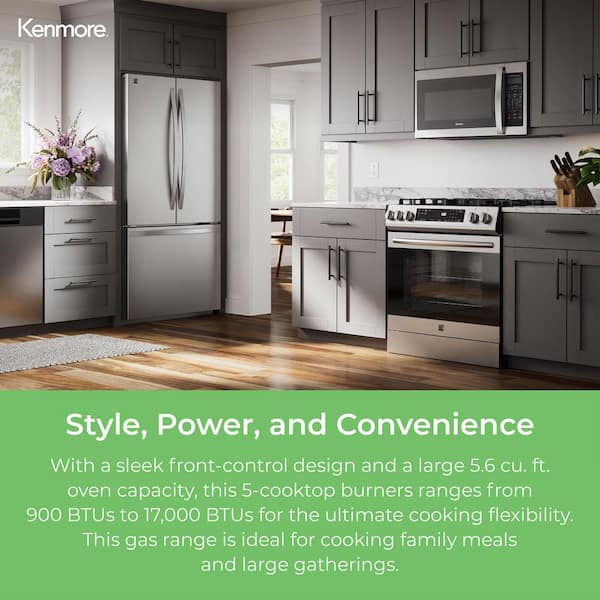 29.9 in. 5 Burner Freestanding Gas Range in Stainless Steel with Front Control