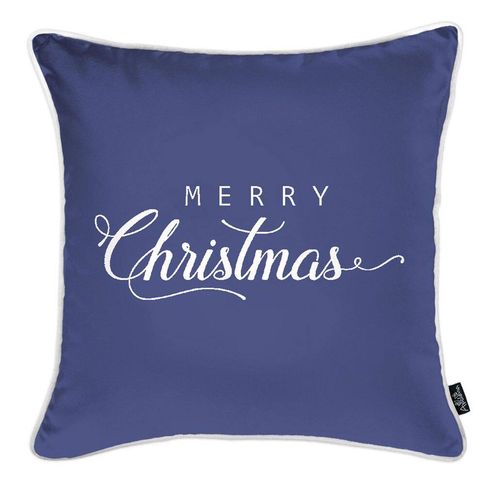 Blue and White Christmas Polyester Pillow Covers Set of 4