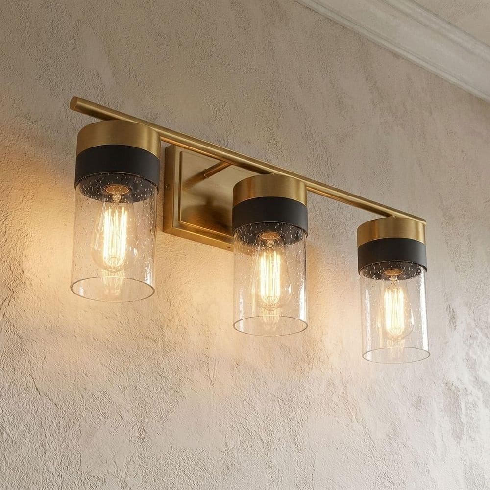 Savoy House Brickell 22 in. 3-Light Warm Brass/Black Vanity Light
