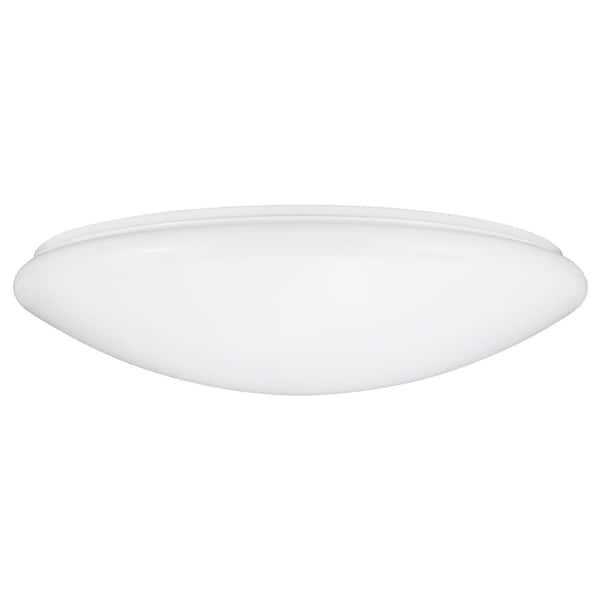 Sunlite 11 in. White Flush Mount with Plastic Shade Integrated LED Selectable CCT (1-Pack)