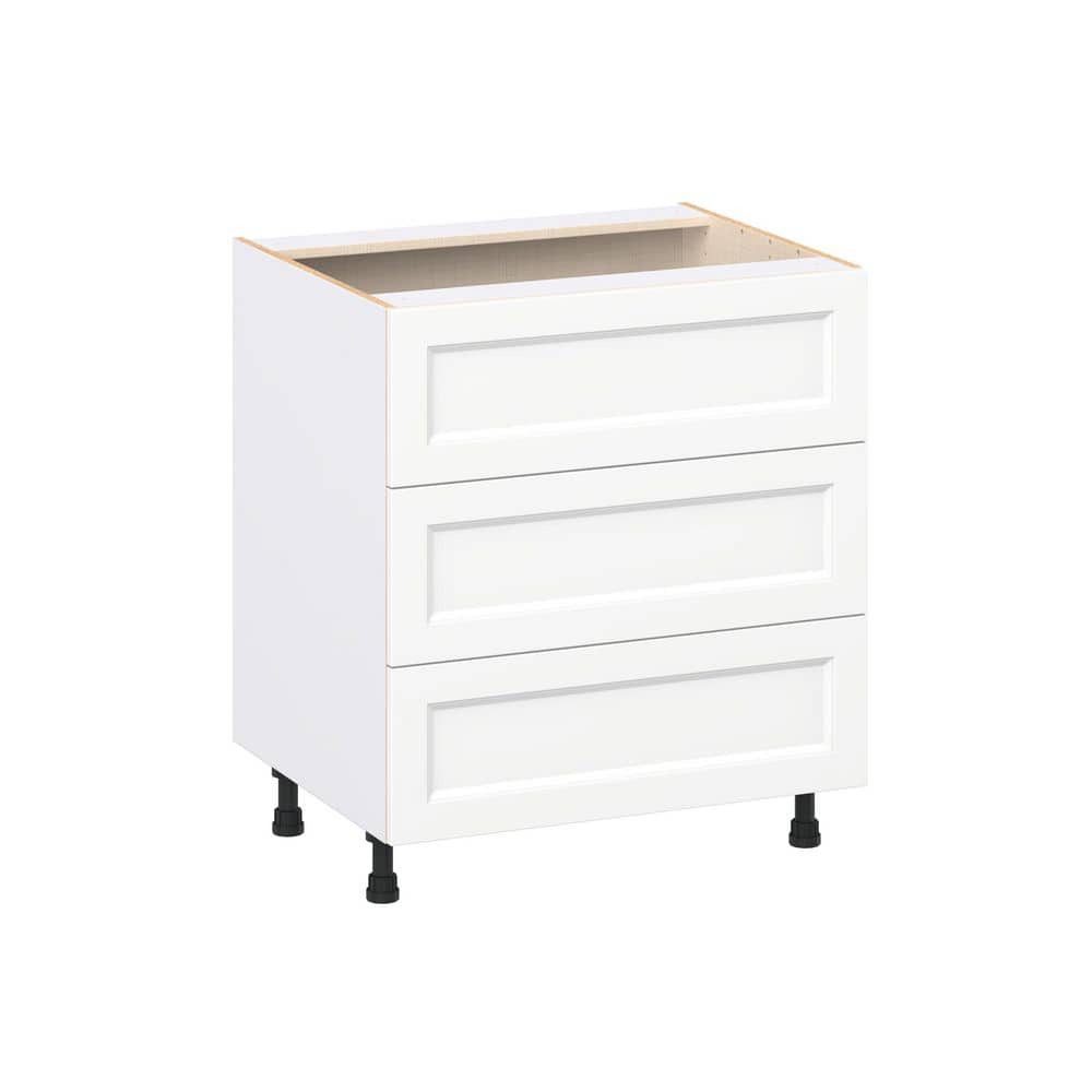 Laramie 30 in. W x 24 in. D x 34.5 in. H Assembled Drawer Base Kitchen Cabinet in Painted Bright White with 3 Drawers price history on PriceWatchPro