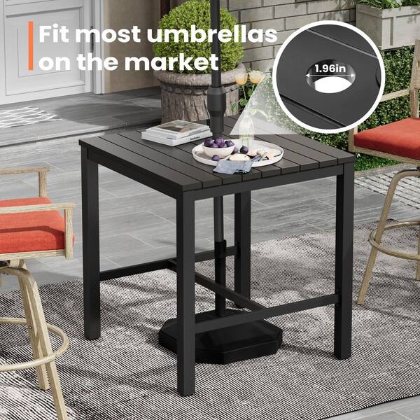 Pellebant Aluminum Square Black Patio Outdoor Dining Table Bar