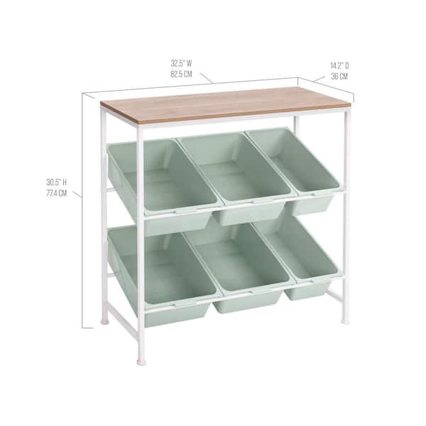 Seville Classics 6-Bin Multi-Use Steel Organizer Cart, 32.5