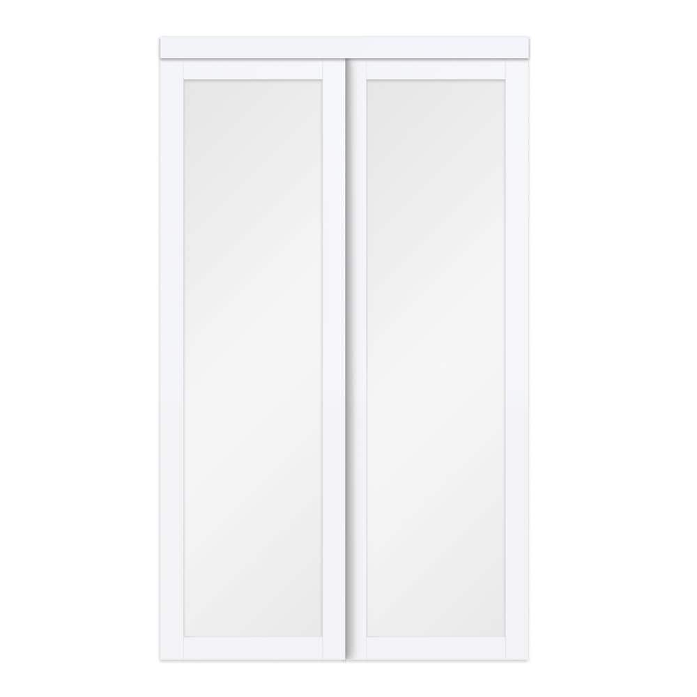 72 in. x 80 in. White Twilight Frosted Glass MDF Wood Sliding Closet Door -  TRUporte, EU3220PWFGE7280