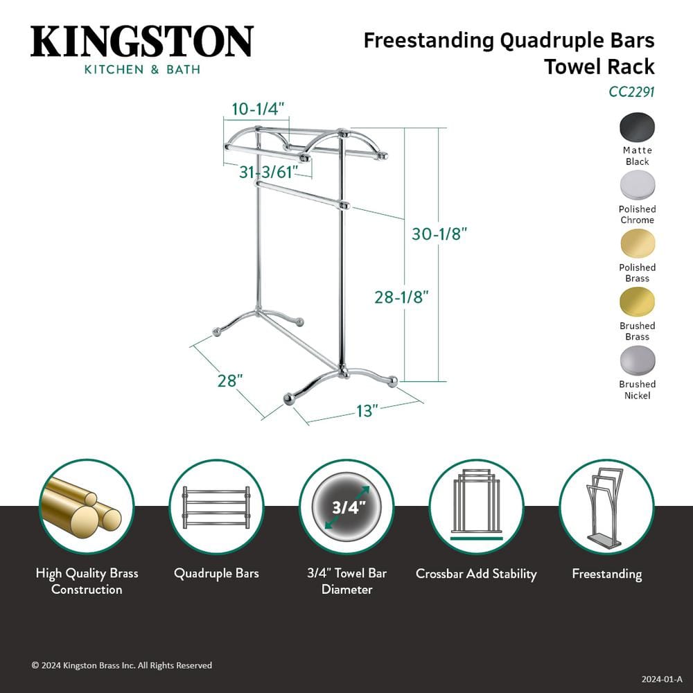 Matte Black 30" Vintage Freestanding Towel Rack