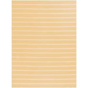Positano Yellow Ivory 8 ft. x 10 ft. Stripes Contemporary Indoor/Outdoor Area Rug