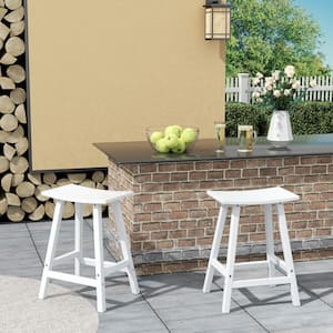 Franklin White 24 in. Plastic Outdoor Bar Stool (Set of 2)