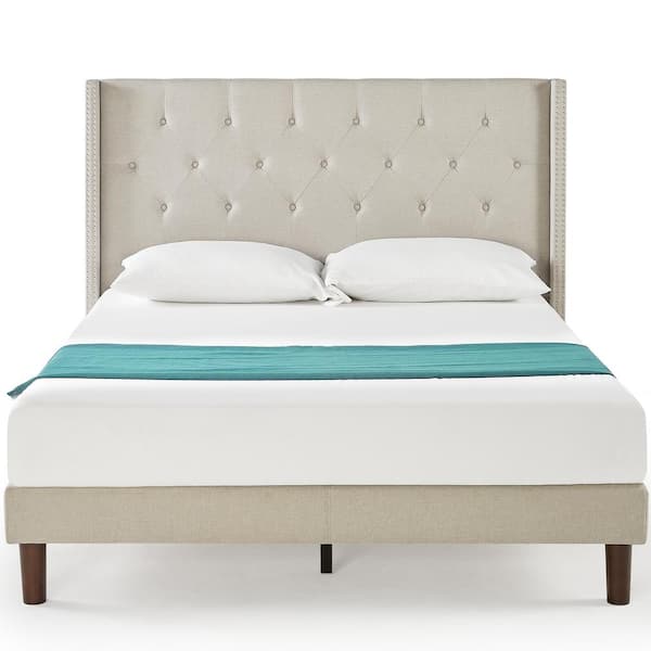 Zinus Annette Light Grey Full Upholstered Platform Bed Frame