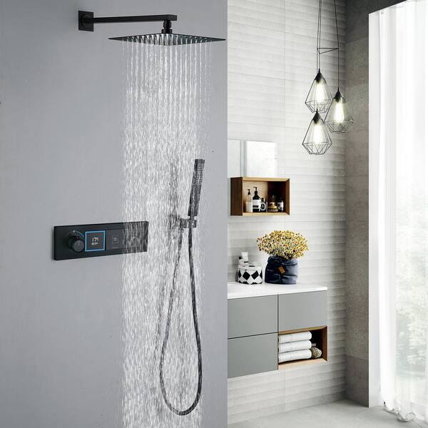 1-Spray 11.81 in. Single Wall Mount Fixed Rain Shower Head in Pink 1-Spray 11.81 in. Single Wall Mount Fixed Rain Shower Head in Pink